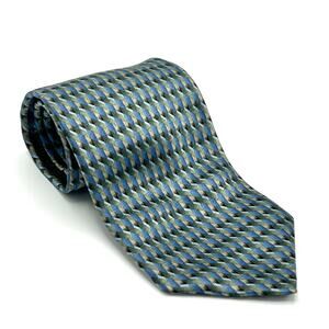 100% Silk Jos. A. Bank Blue and Gray Geometric Pattern Men’s Tie Made in USA